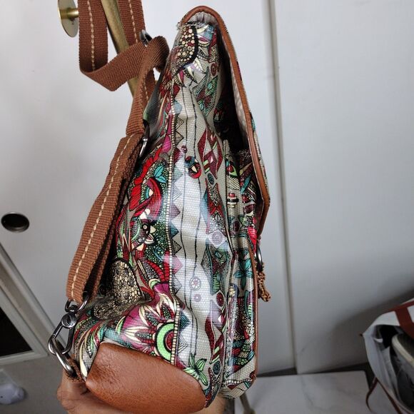 Sakroots Boho Canvas Convertible Bag Backpack Crossbody Owl Bird Floral 11x13x3 - Picture 6 of 10